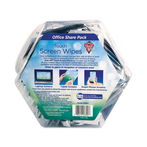 Image of Dust-OffÂ® Touch Screen Wipes, 5 x 6, Citrus, 200 Individual Foil Packets in an Easy Grab Jar