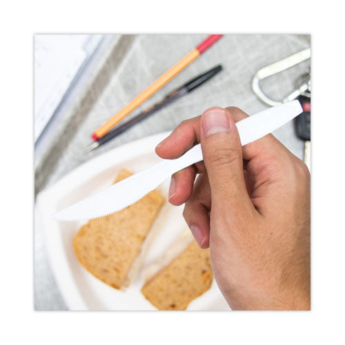 Image of SOLO® HSWK-0007 Impress Heavyweight Full-Length Polystyrene Cutlery, Knife, Plastic, White, 1,000/Carton