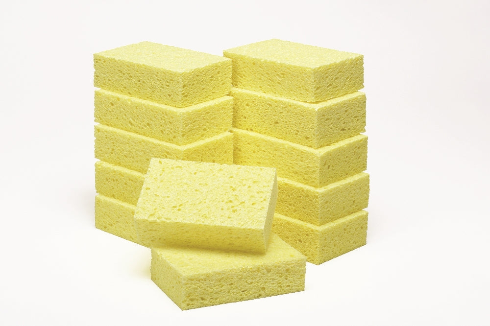 Image of SKILCRAFT® Cellulose Sponge, Coarse-Textured, Uncompressed, 3-5/8" x 5-3/4" x 1-3/4", Yellow
