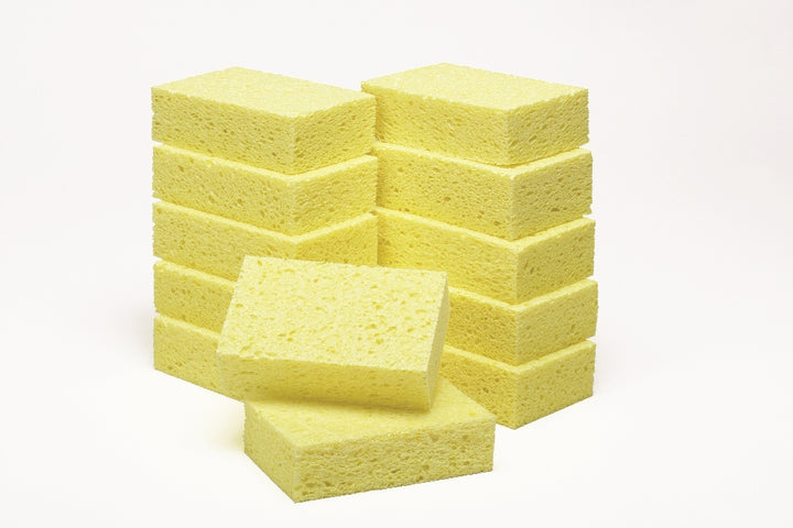 Image of SKILCRAFT® Cellulose Sponge, Coarse-Textured, Uncompressed, 3-5/8" x 5-3/4" x 1-3/4", Yellow, 1 Dozen