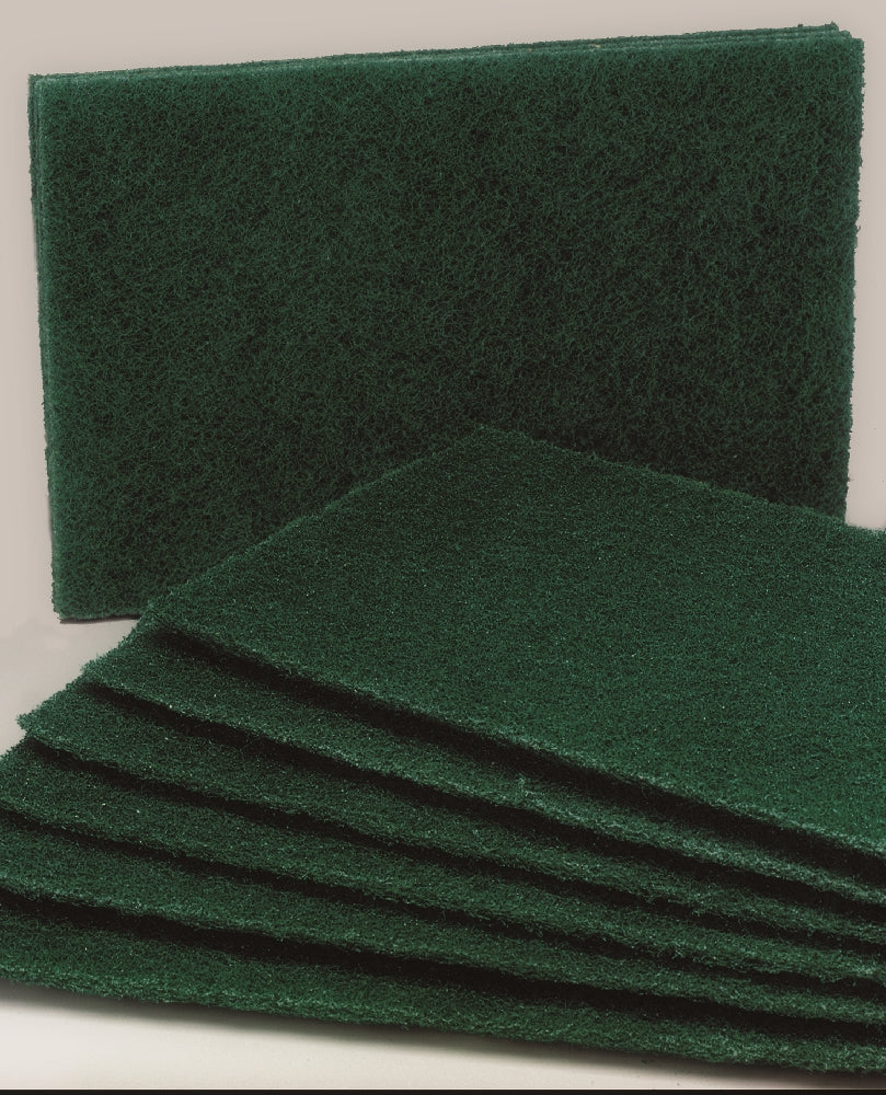 Image of SKILCRAFT® Scouring Pads, Light Cleaning, 6" x 9-1/2" x 1/4", Green, 10 Pads/Package, Case of 6 Packages