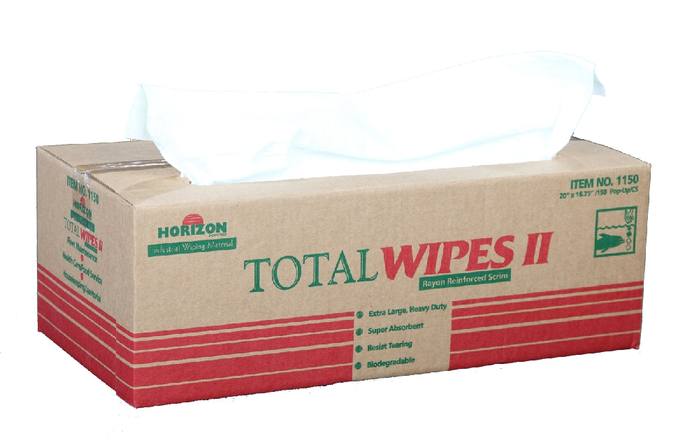 Image of SKILCRAFT® Total Wipes II Cleaning Towel, 2-Ply Heavy Duty, White, 20" x 16-1/2"