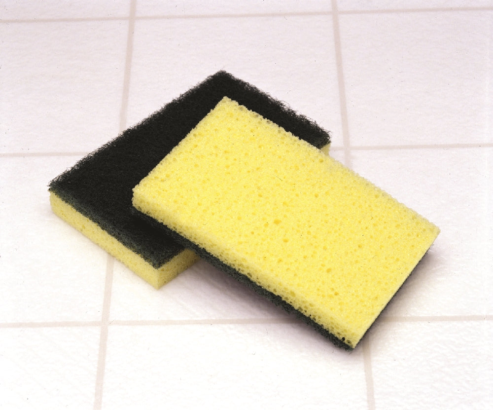 Image of SKILCRAFT® Sponge Scrubber, Nylon, Green and Yellow, 4 5/8" x 3"