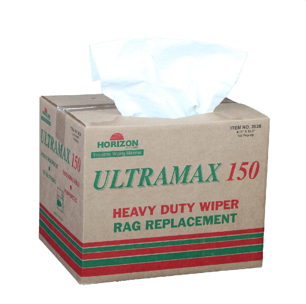 Image of UltraMax Biodegradable Cleaning Towel, Heavy Duty, White, 9-3/4" x 16-3/4"