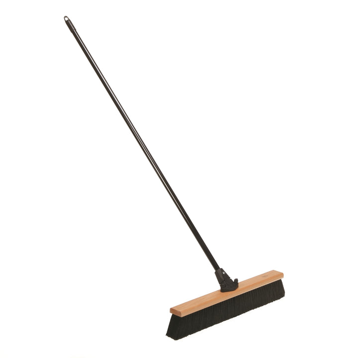 Image of SKILCRAFT® FlexSweep® Industrial 24" Push Broom, w/60" Handle, Medium Surface, Black Bristles