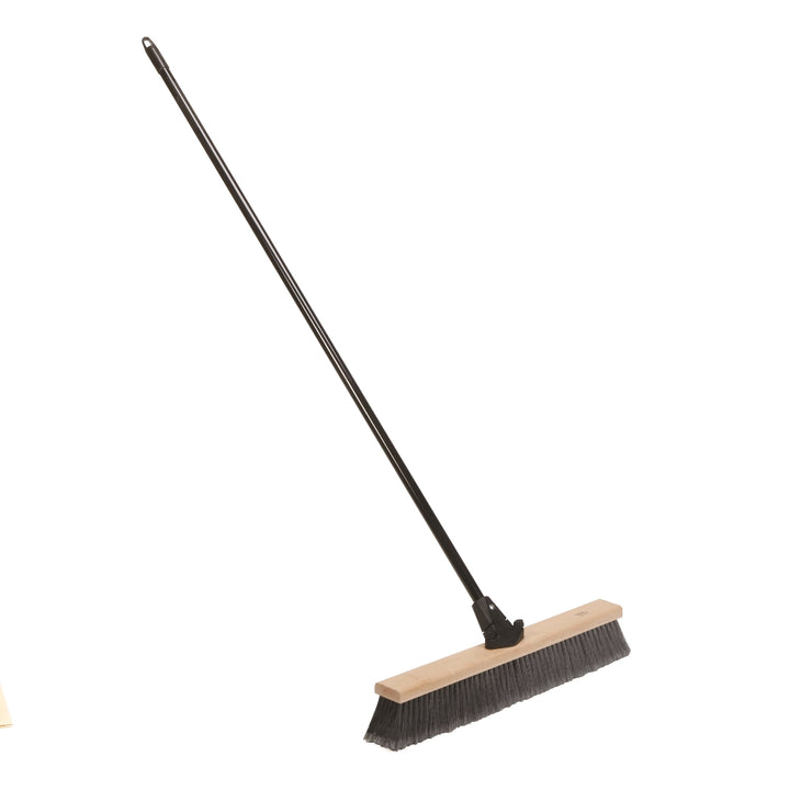 Image of SKILCRAFT® FlexSweep® Industrial 24" Push Broom, w/60" Handle, Smooth Surface, Gray Bristles