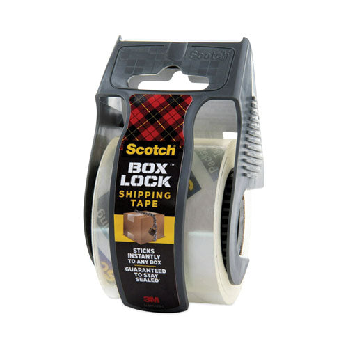 Image of Scotch® 195 Box Lock Shipping Packaging Tape With Dispenser, 1.5" Core, 1.88" X 22.2 Yds, Clear