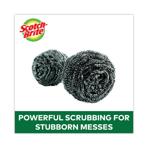 Image of Scotch-BriteÂ® Metal Scrubbing Pads, 2.25 X 2.75, Silver, 3/pack, 8 Packs/carton