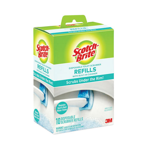 Image of Scotch-Brite® 558-RF-4 Disposable Toilet Scrubber Refill, Blue/white, 10/pack