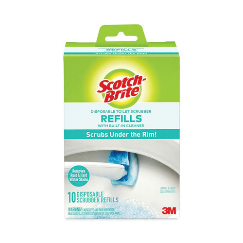 Image of Scotch-Brite® 558-RF-4 Disposable Toilet Scrubber Refill, Blue/white, 10/pack