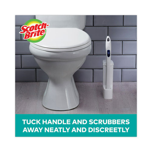 Image of Scotch-Brite® 558-SK-4NP Toilet Scrubber Starter Kit, 1 Handle And 5 Scrubbers, White/Blue