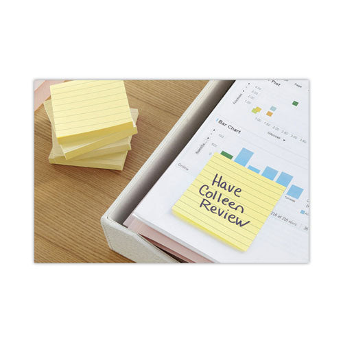 Image of Post-it® Notes 675-YL Original Pads in Canary Yellow, Note Ruled, 4" x 4", 300 Sheets/Pad