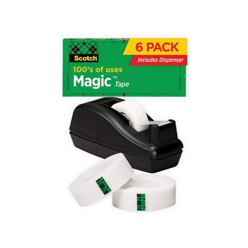 Image of Scotch® 810 Magic Tape Desktop Dispenser Value Pack, 1" Core, 0.75" X 83.33 Ft, Clear