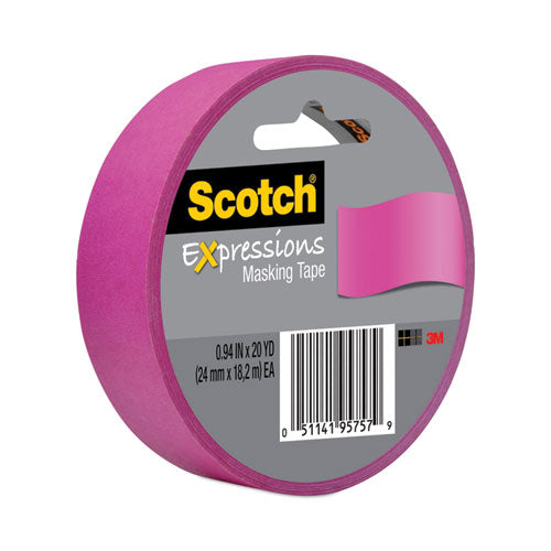 Image of Scotch® 3437-PNK Expressions Masking Tape, 3" Core, 0.94" X 20 Yds, Fuchsia