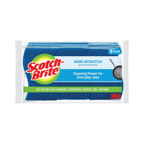 Image of Scotch-Brite® 529-5 Non-Scratch Multi-Purpose Scrub Sponge, 4.4 X 2.6, 0.8" Thick, Blue, 9/pack