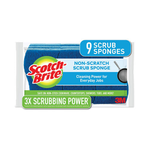Image of Scotch-Brite® 529-5 Non-Scratch Multi-Purpose Scrub Sponge, 4.4 X 2.6, 0.8" Thick, Blue, 9/pack