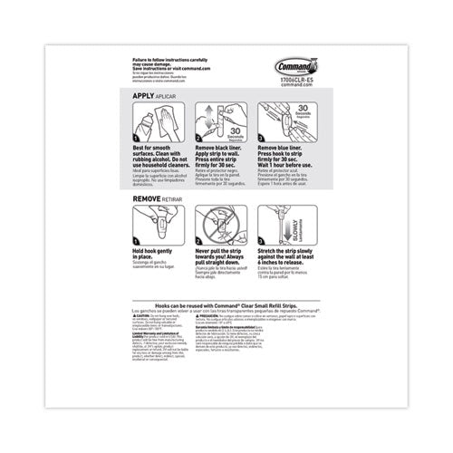 Image of Command 17006CLR-18ES Mini Clear Hooks, Plastic, Supports 0.5 lb, 18/Pack