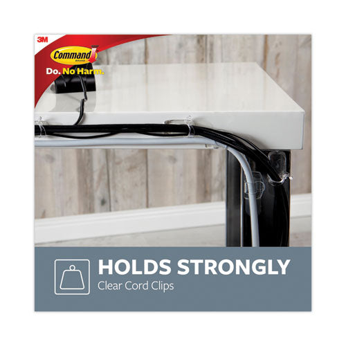 Image of Command 17017CLR Cord Clip, Round, With Adhesive, 0.75"w, Clear, 4/pack