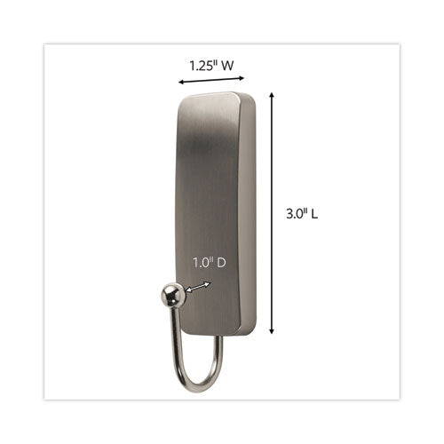 Image of Command 17034BN-2ES Medium Indoor Decorative Hooks, Metal, Brushed Nickel, Supports 3 lb, 2/Pack