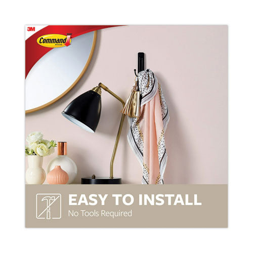 Image of Command 17036MB-ES Adhesive Mount Metal Hook, Large, Double Hook, Matte Black Finish, 4 lb Capacity, 1 Hook and 1 Strip/Pack