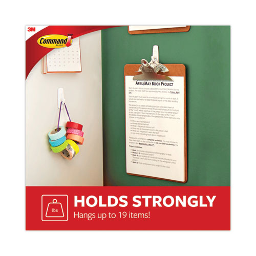 Image of Command 17231-ES General Purpose Hooks, Variety Pack, Assorted Sizes, Plastic, White, 0.5, 1, 3, 5, 16 lb Capacities, 54 Pieces/Pack