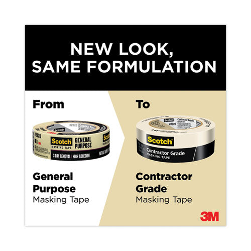 Image of Scotch® 2020-1A-BK Commercial-Grade Masking Tape For Production Painting, 3" Core, 0.94" X 60 Yds, Natural