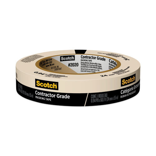 Image of Scotch® 2020-1A-BK Commercial-Grade Masking Tape For Production Painting, 3" Core, 0.94" X 60 Yds, Natural