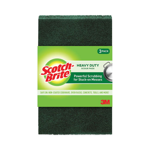 Image of Scotch-Brite® 223-10 Heavy-Duty Scouring Pad, 3.8 x 6, Green, 10/Carton