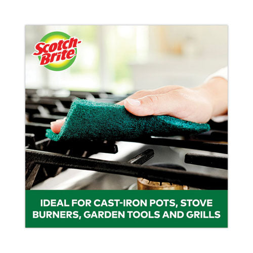 Image of Scotch-Brite® 223-10 Heavy-Duty Scouring Pad, 3.8 x 6, Green, 10/Carton