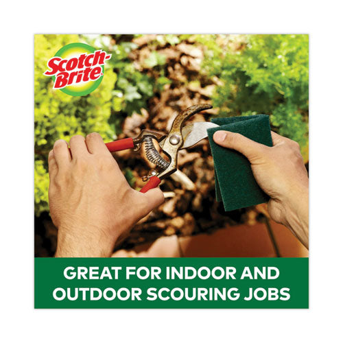 Image of Scotch-Brite® 223-10 Heavy-Duty Scouring Pad, 3.8 x 6, Green, 10/Carton