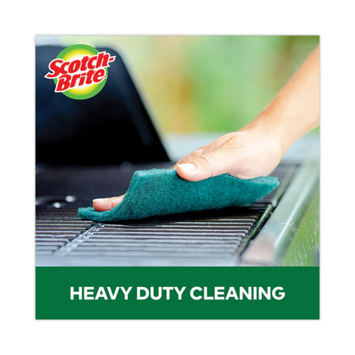 Image of Scotch-Brite® 223-10 Heavy-Duty Scouring Pad, 3.8 x 6, Green, 10/Carton