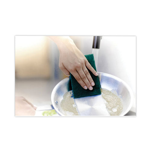 Image of Scotch-Brite® 223-10 Heavy-Duty Scouring Pad, 3.8 x 6, Green, 10/Carton