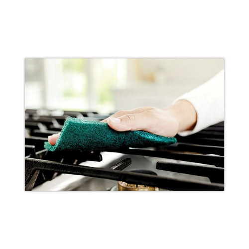 Image of Scotch-Brite® 223-10 Heavy-Duty Scouring Pad, 3.8 x 6, Green, 10/Carton