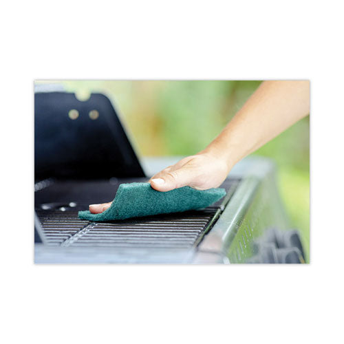 Image of Scotch-Brite® 223-10 Heavy-Duty Scouring Pad, 3.8 x 6, Green, 10/Carton