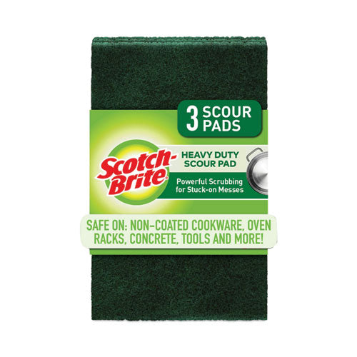 Image of Scotch-Brite® 223-10 Heavy-Duty Scouring Pad, 3.8 x 6, Green, 10/Carton