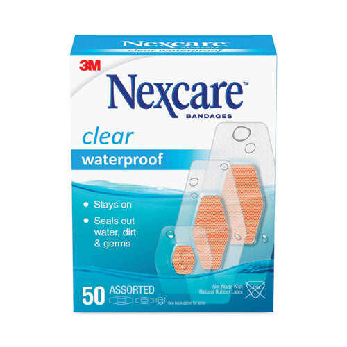 Image of 3M Nexcare 432-50-3 Waterproof, Clear Bandages, Assorted Sizes, 50/box