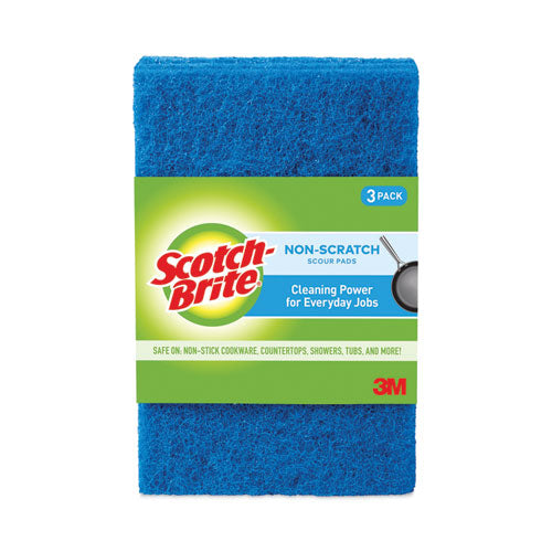 Image of Scotch-Brite® 623-10 Non-Scratch Scour Pads, 3 x 6, Blue, 10/Carton
