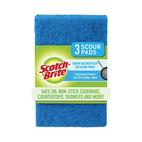 Image of Scotch-Brite® 623-10 Non-Scratch Scour Pads, 3 x 6, Blue, 10/Carton