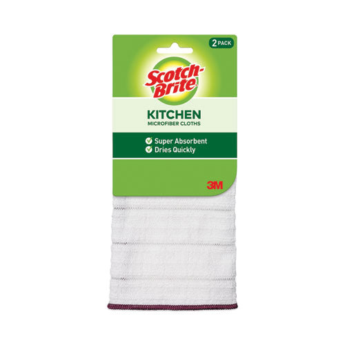 Image of Scotch-Brite 9032-2 Kitchen Cleaning Cloth, Microfiber, 11.4 x 12.4, White, 2/Pack, 12 Packs/Carton