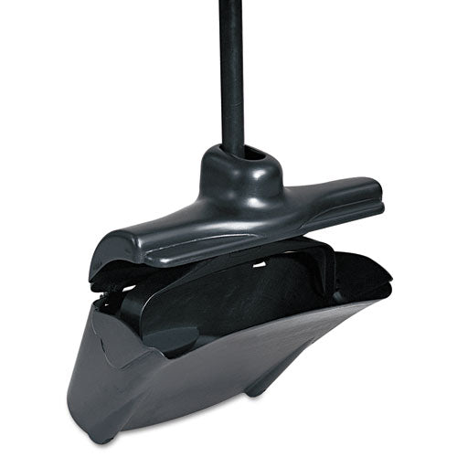 Image of Rubbermaid® Commercial FG253200BLA Lobby Pro Upright Dustpan, with Cover, 12.5 x 37, Plastic/Metal, Black