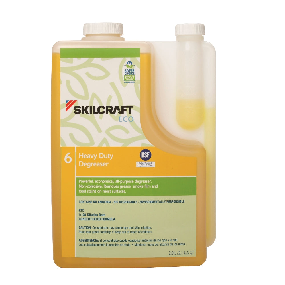 Image of SKILCRAFT® ECO Heavy-Duty All-Purpose Degreaser Concentrate - 2 Liter Bottle - Yellow