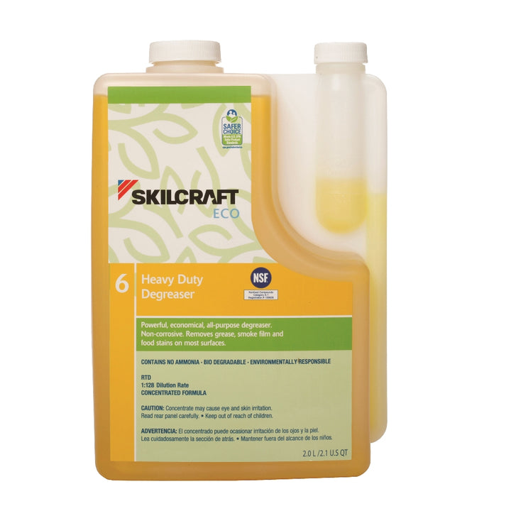 Image of SKILCRAFT® ECO Heavy-Duty All-Purpose Degreaser Concentrate - 2 Liter Bottle - Yellow