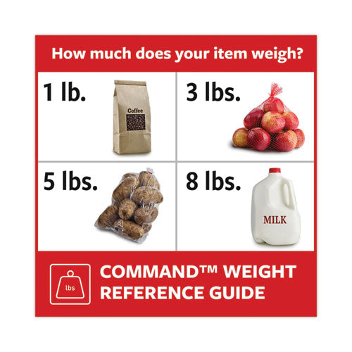 Image of Command 17204-12ES Damage-Free Hanging Picture Hanging Strip Pairs, Holds Up to 2.5 lb, Medium: 0.75" x 2.75", White, 12/Pack