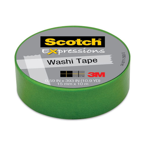 Image of Scotch® 200590 Expressions Washi Tape, 1.25" Core, 0.59" X 32.75 Ft, Green