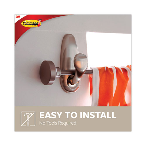 Image of Command FC13-BN-2ES LG Adhesive Mount Metal Hook, Large, Brushed Nickel Finish, 5 lb Capacity, 2 Hooks and 4 Strips/Pack