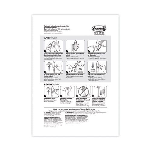 Image of Command FC13-BN-2ES LG Adhesive Mount Metal Hook, Large, Brushed Nickel Finish, 5 lb Capacity, 2 Hooks and 4 Strips/Pack