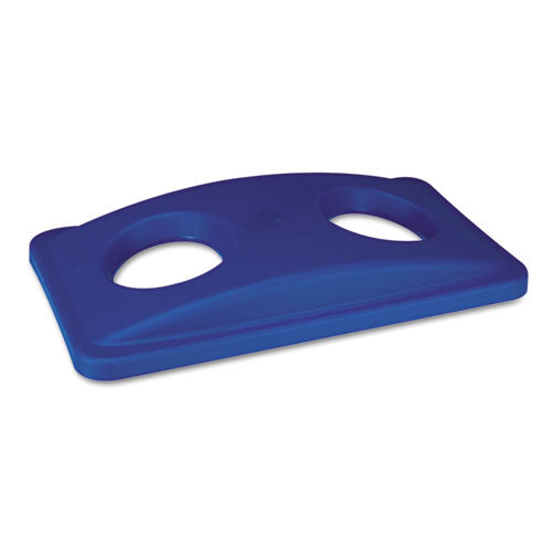 Image of Rubbermaid® Commercial FG269288BLUE Lid For Slim Jim Bottle Recycling Container, 20.38w X 11.38d X 2.75h, Blue