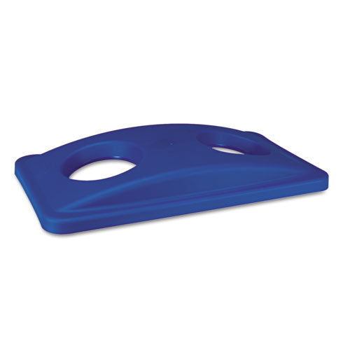 Image of Rubbermaid® Commercial FG269288BLUE Lid For Slim Jim Bottle Recycling Container, 20.38w X 11.38d X 2.75h, Blue
