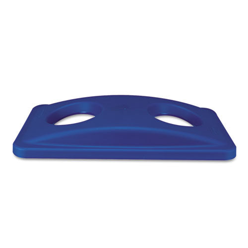 Image of Rubbermaid® Commercial FG269288BLUE Lid For Slim Jim Bottle Recycling Container, 20.38w X 11.38d X 2.75h, Blue
