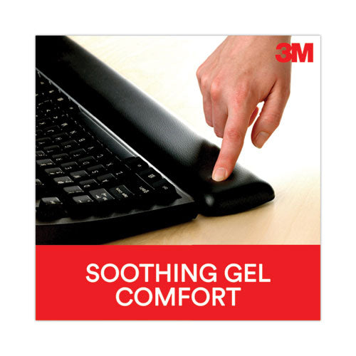 Image of 3M MMMWR340LE Antimicrobial Gel Thin Keyboard Wrist Rest, Extended Length, 25 x 2.5, Black